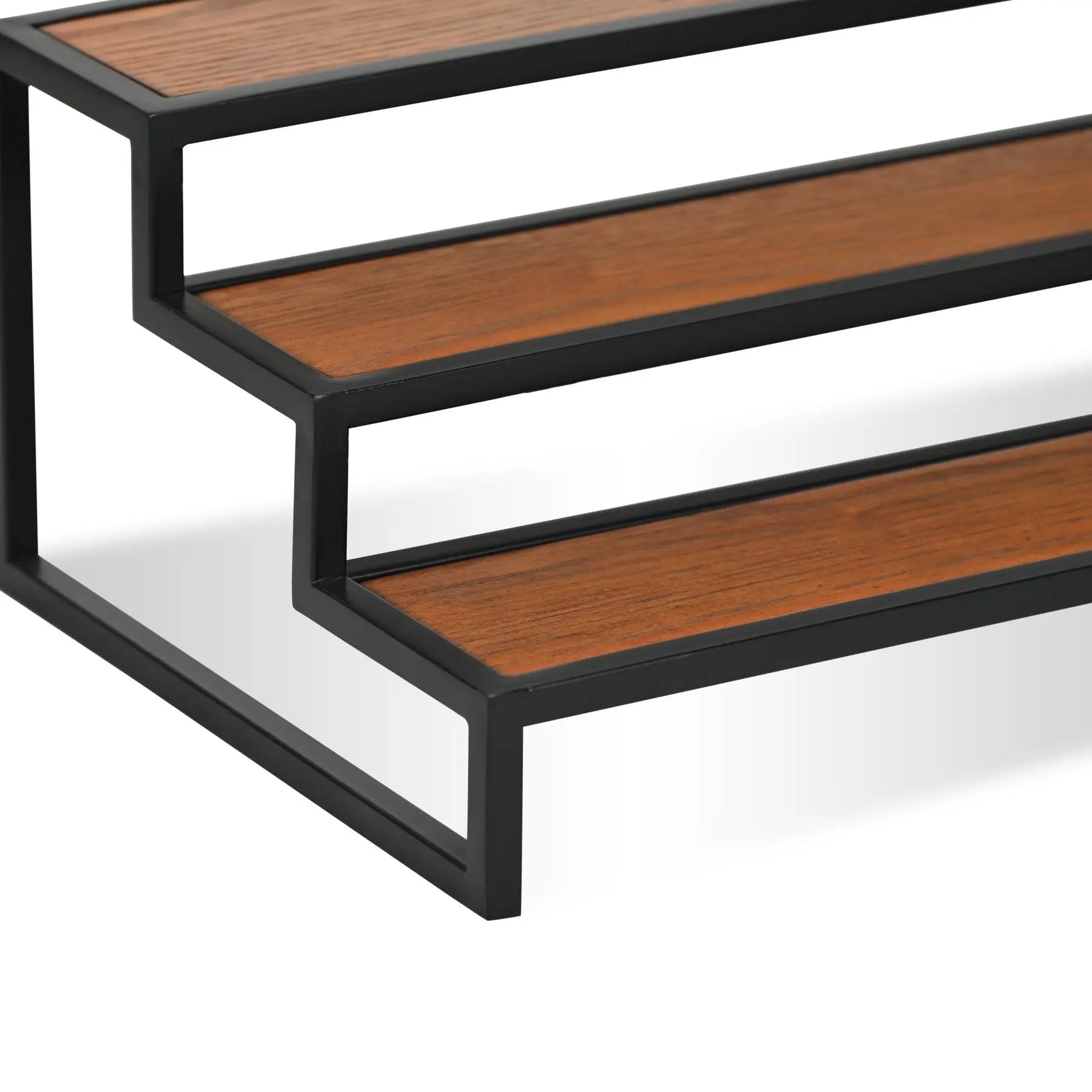 15" Black And Brown Metal And Solid Wood Handmade Three Tier Tray Homeroots Kitchen & Dining