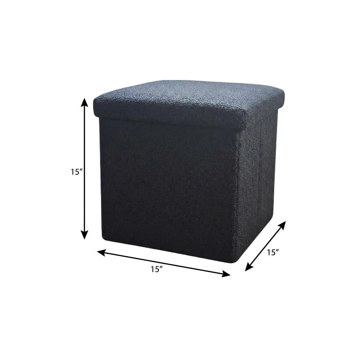 15" Black Boucle Cube Storage Ottoman Homeroots Living Room