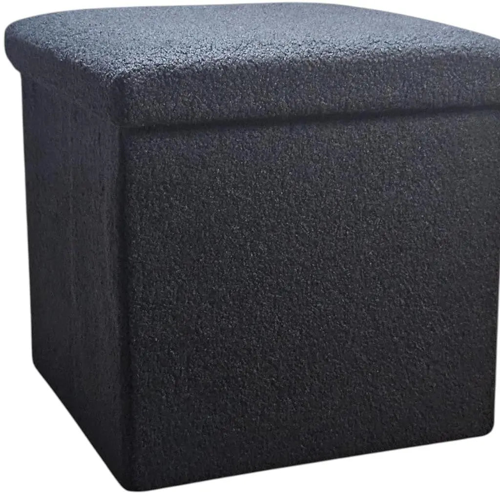15" Black Boucle Cube Storage Ottoman Homeroots Living Room