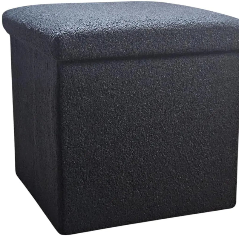 15" Black Boucle Cube Storage Ottoman Homeroots Living Room
