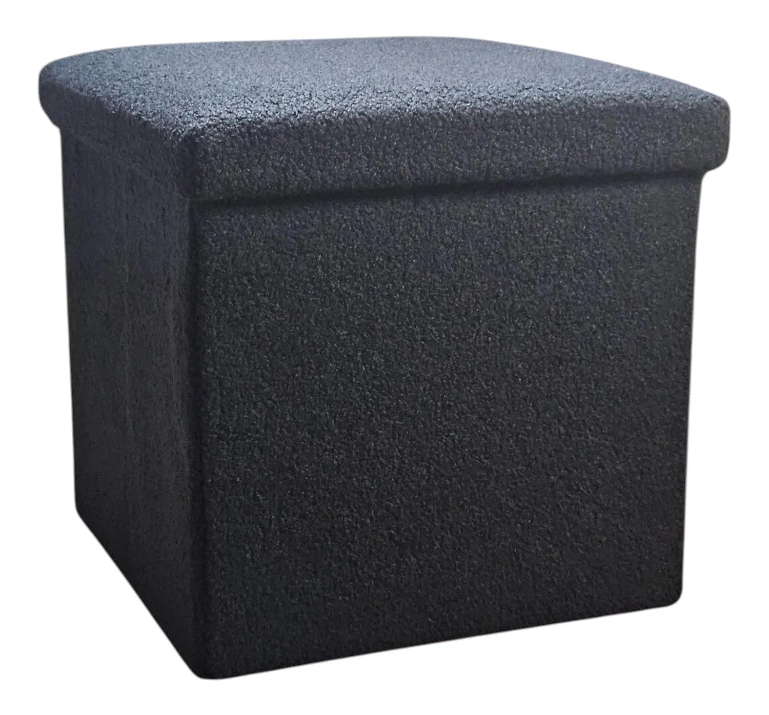 15" Black Boucle Cube Storage Ottoman Homeroots Living Room
