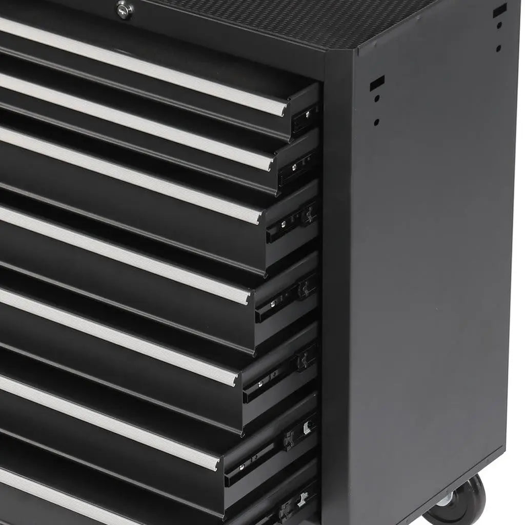 15" Black Multi-Tier Steel Rolling Cabinet With Lid Homeroots Office