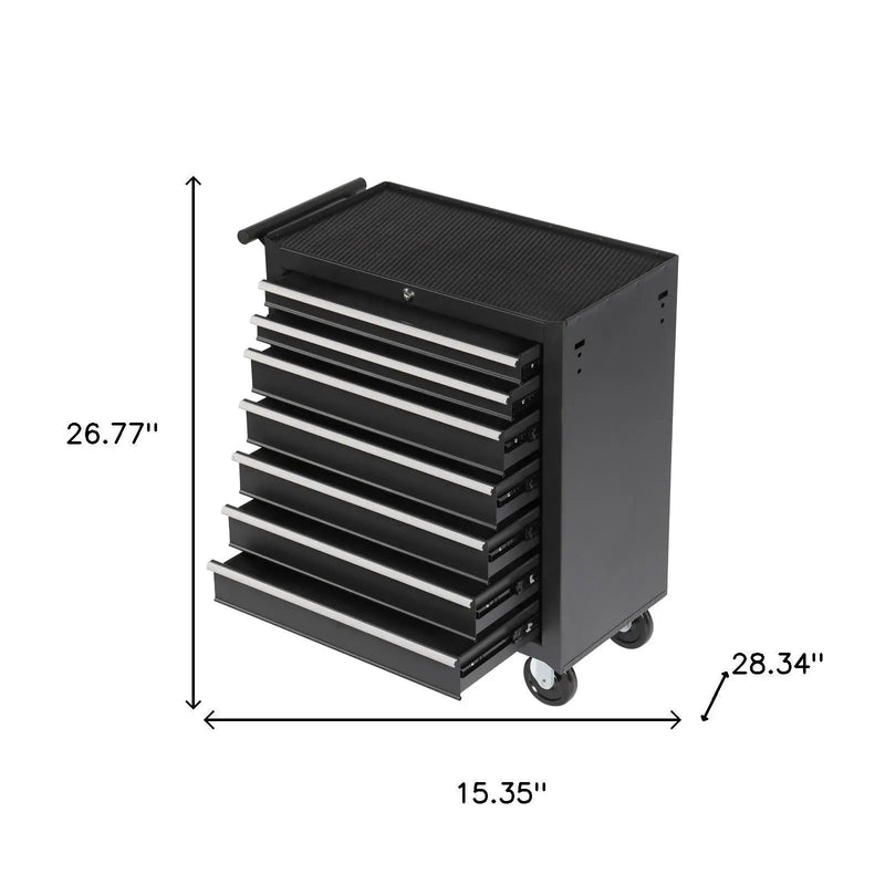 15" Black Multi-Tier Steel Rolling Cabinet With Lid Homeroots Office