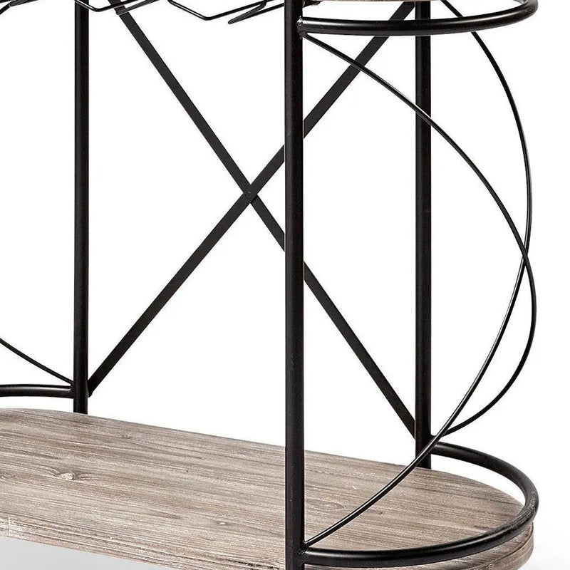 15" Black Solid Wood and Steel Round Rolling Kitchen Cart With Storage Homeroots Kitchen & Dining
