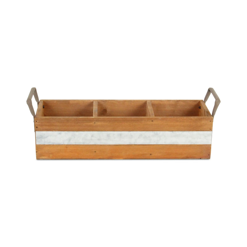 15" Brown Galvanized Solid Wood And Metal Organizing Box Homeroots Office