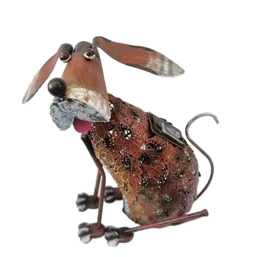 15" Brown Metal LED lights Dogs Garden Accents Accessories Homeroots Outdoor