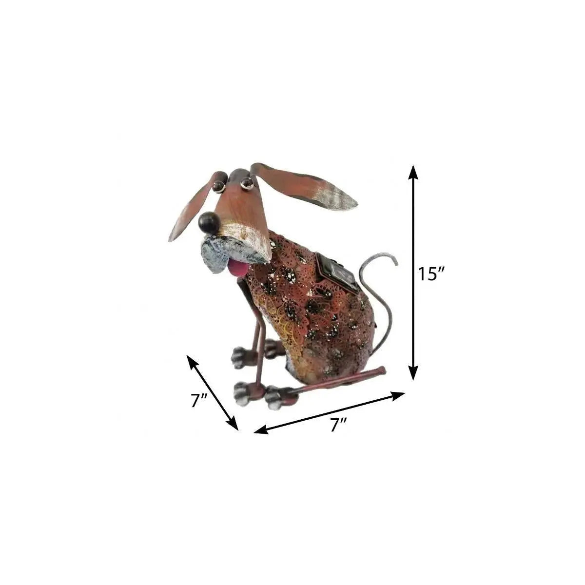 15" Brown Metal LED lights Dogs Garden Accents Accessories Homeroots Outdoor