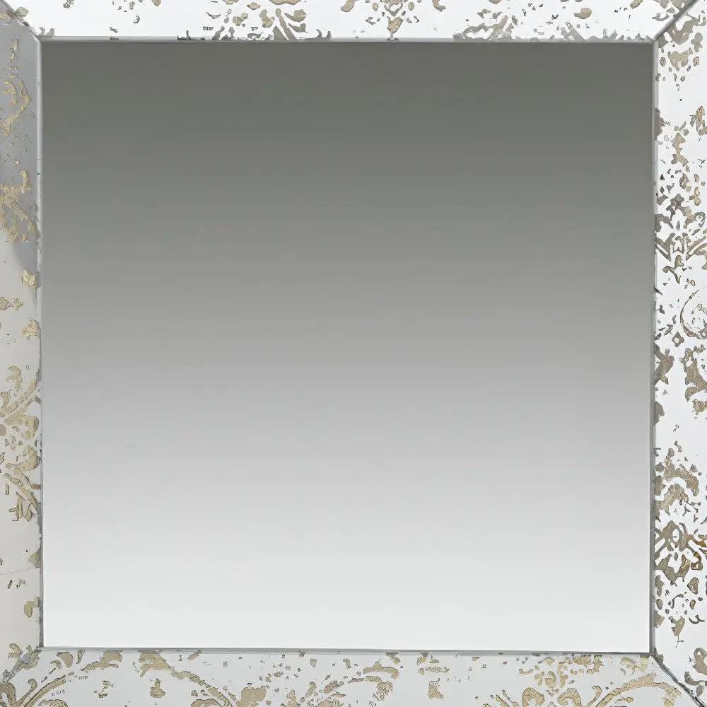 15" Brown Square Framed Antiqued Damask Accent Mirror Homeroots Bed & Bath