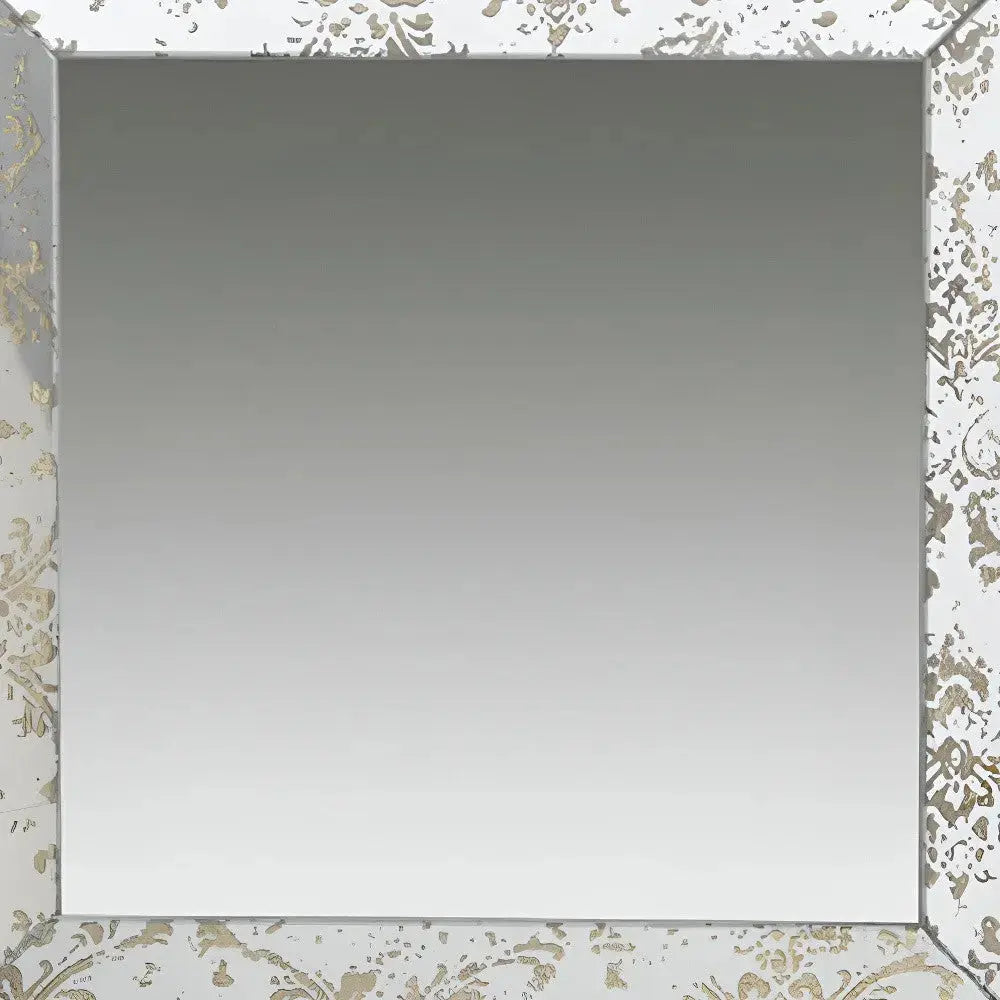 15" Brown Square Framed Antiqued Damask Accent Mirror Homeroots Bed & Bath