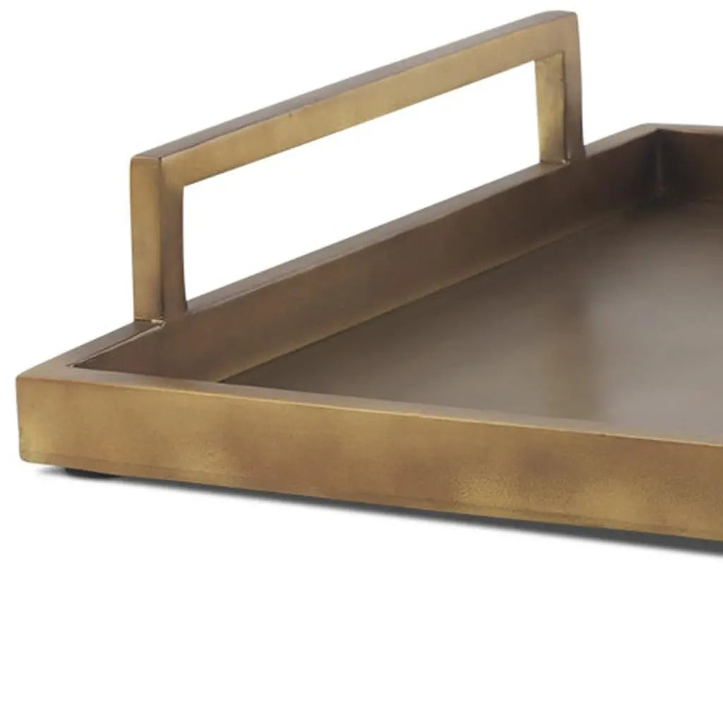15" Gold Aluminum Hand Finished Vanity Tray With Handles Homeroots Kitchen & Dining