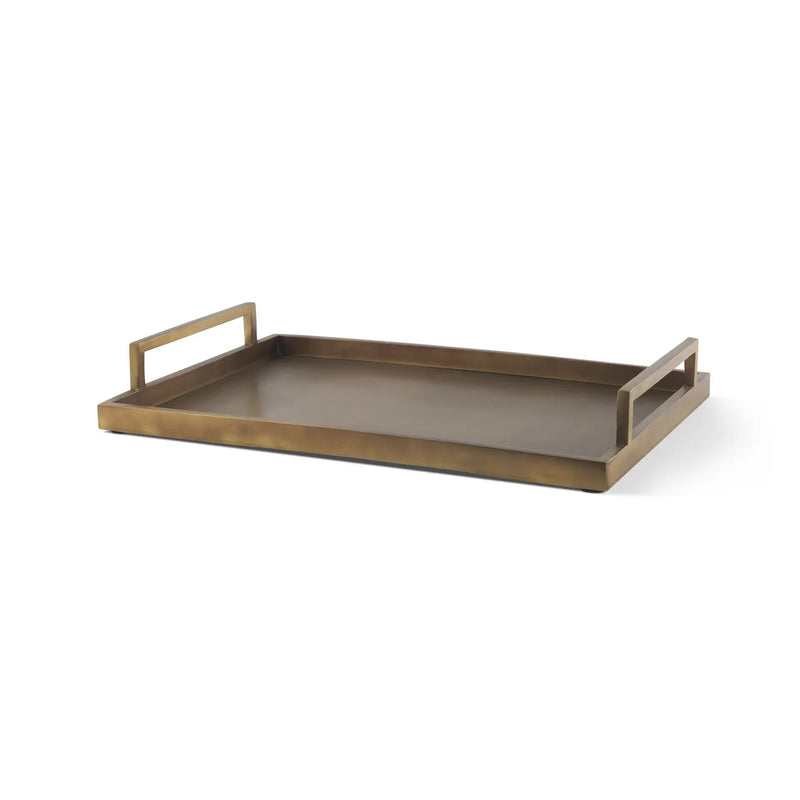 15" Gold Aluminum Hand Finished Vanity Tray With Handles Homeroots Kitchen & Dining