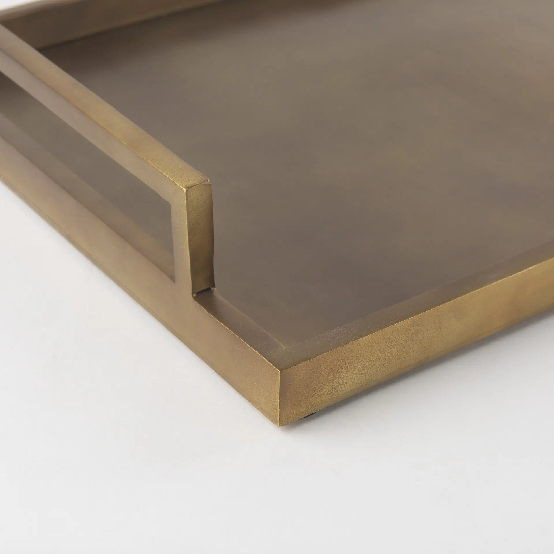 15" Gold Aluminum Hand Finished Vanity Tray With Handles Homeroots Kitchen & Dining