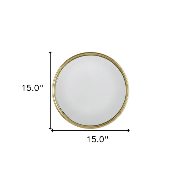 15" Gold Round Iron Textured Framed Accent Mirror Homeroots Bed & Bath