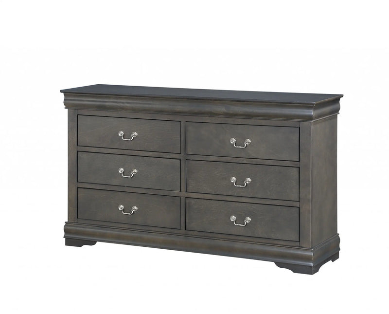 15" Gray Solid Wood Double Dresser - GreatEagleInc