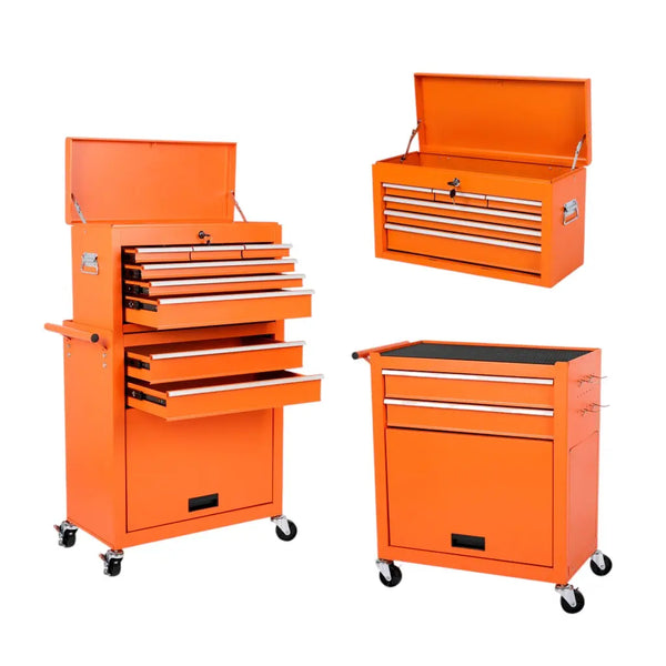 15" Orange Multi-Tier Steel Rolling Cabinet With Lid - GreatEagleInc
