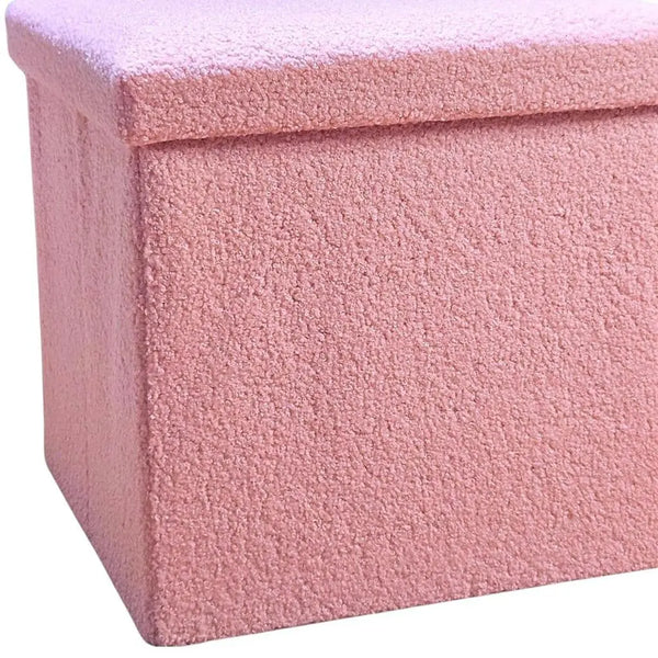 15" Pink Boucle Cube Storage Ottoman Homeroots Living Room