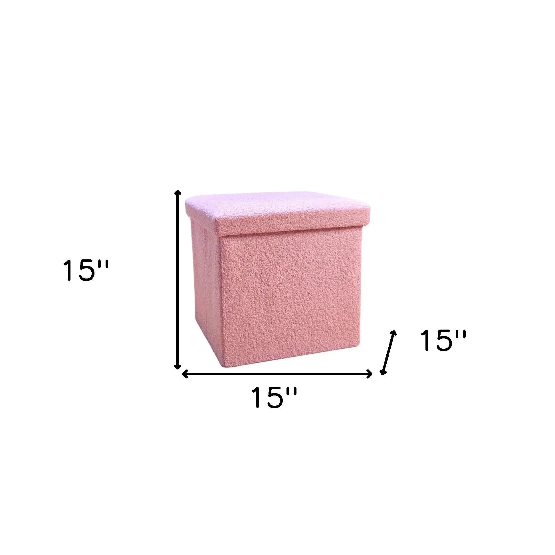 15" Pink Boucle Cube Storage Ottoman Homeroots Living Room