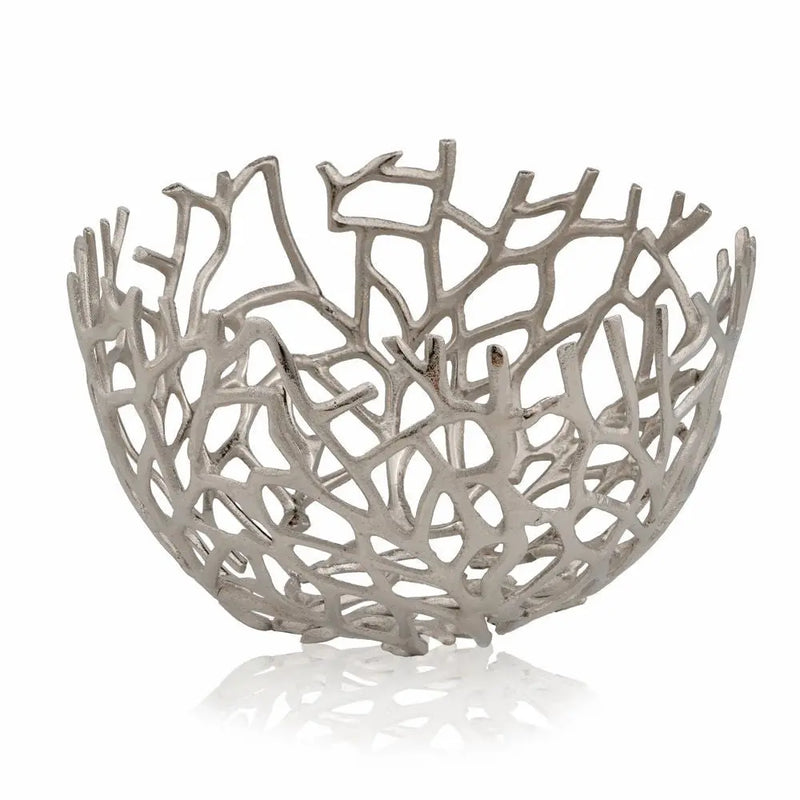 15" Silver Aluminum Twigs Centerpiece Bowl Homeroots Kitchen & Dining