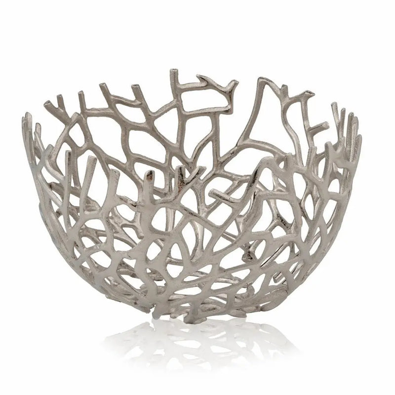 15" Silver Aluminum Twigs Centerpiece Bowl Homeroots Kitchen & Dining