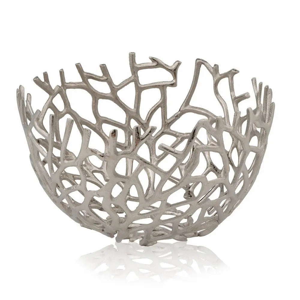 15" Silver Aluminum Twigs Centerpiece Bowl Homeroots Kitchen & Dining