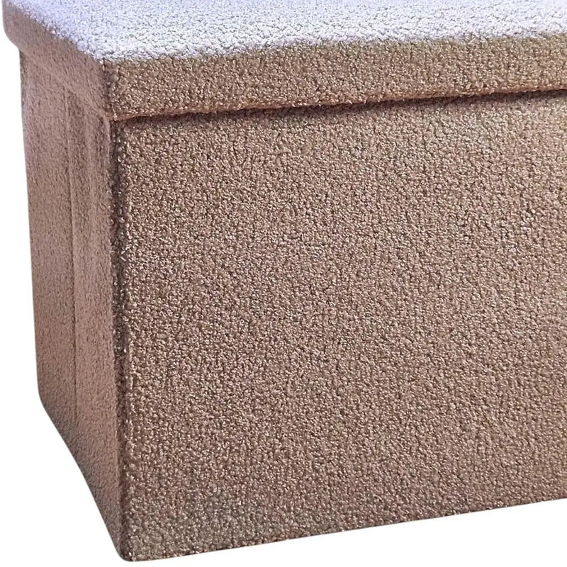 15" Taupe Boucle Cube Storage Ottoman Homeroots Living Room