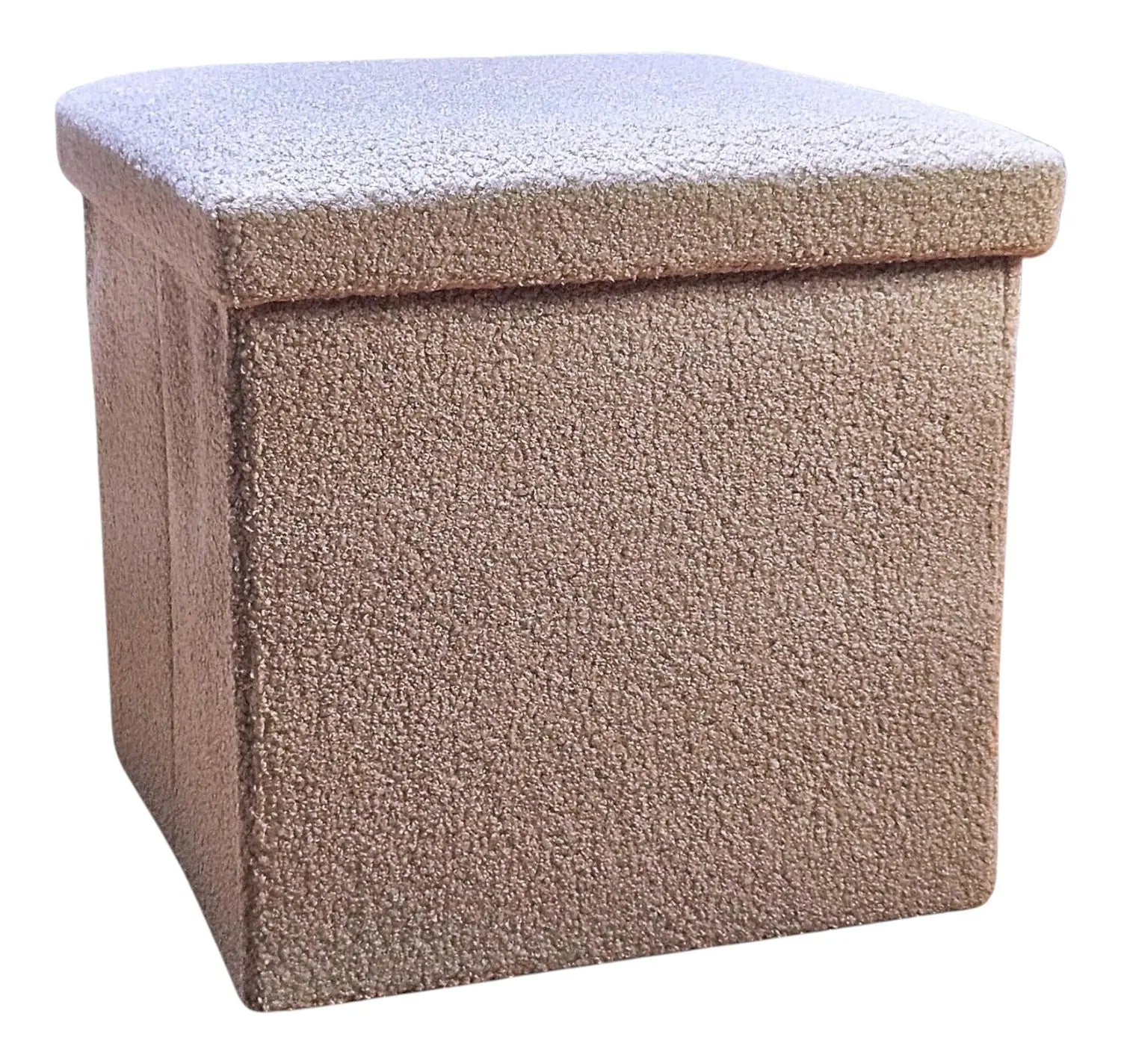 15" Taupe Boucle Cube Storage Ottoman Homeroots Living Room