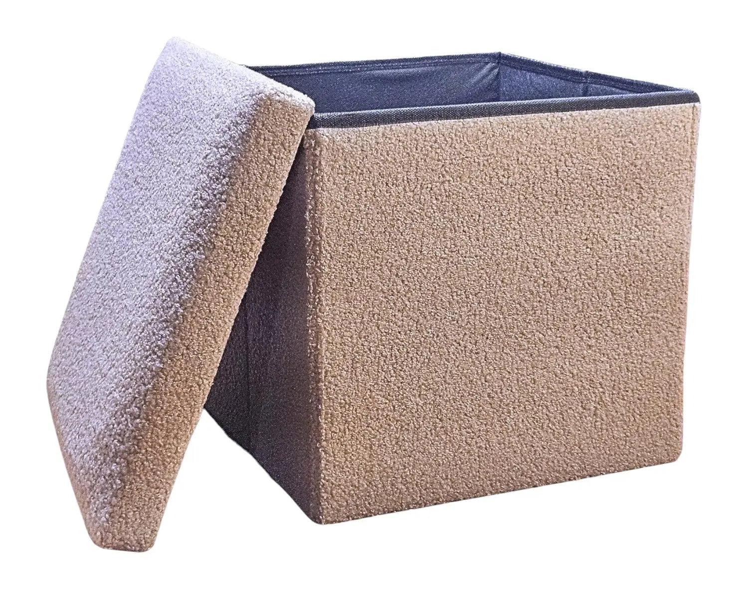 15" Taupe Boucle Cube Storage Ottoman Homeroots Living Room