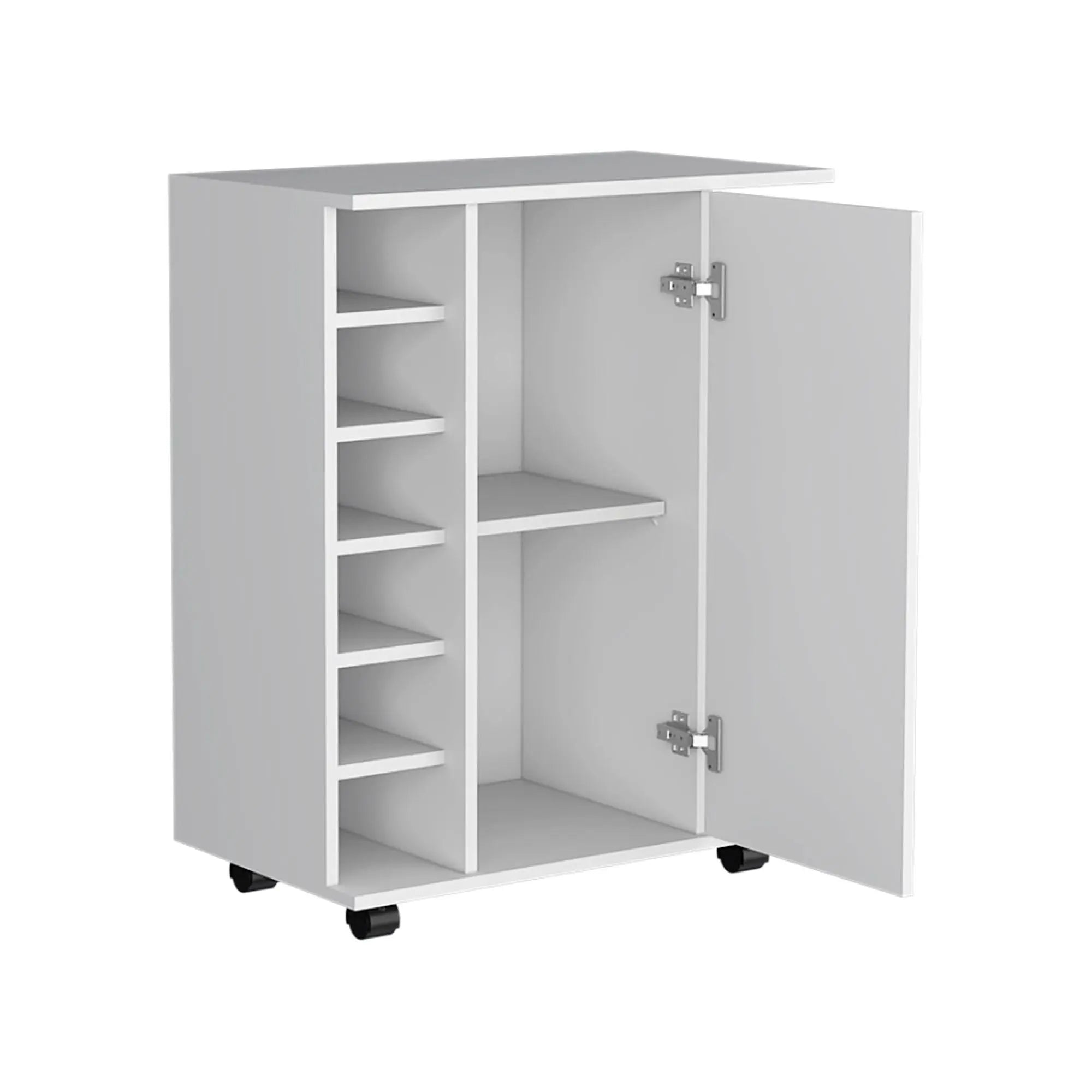 15" White Wood Bar Cart Homeroots Kitchen & Dining
