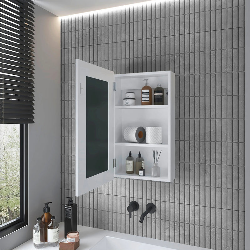 15" White Wood Floating Bathroom Vanity And Medicine Cabinet With Mirror Homeroots Bed & Bath