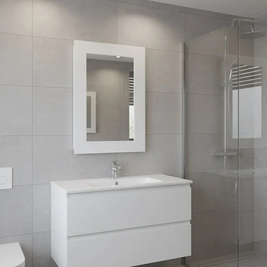 15" White Wood Floating Bathroom Vanity And Medicine Cabinet With Mirror Homeroots Bed & Bath