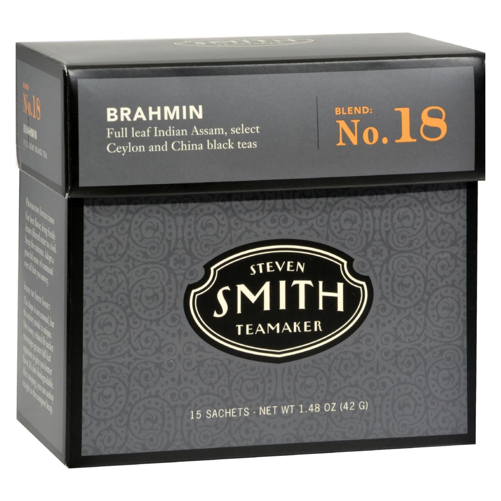 Smith Teamaker Black Tea - Brahmin - Case Of 6 - 15 Bags - GreatEagleInc