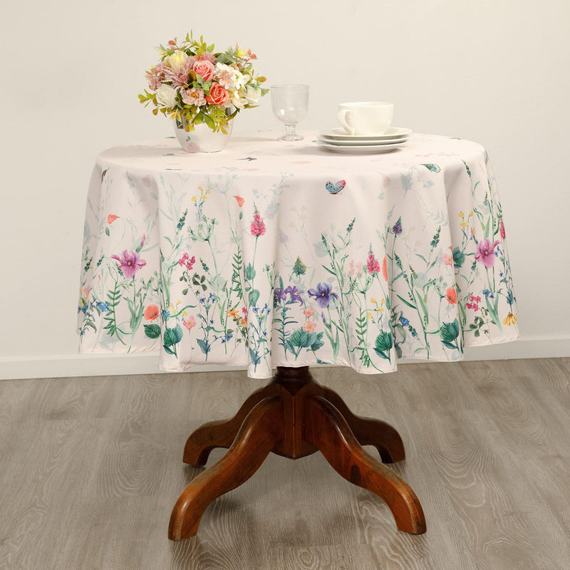 Watercolor Party Flowers Round Easter Tablecloth Non Iron Stain Resistant  Easter Table Cover Kitchen Dining Room Spring Dinner Party Wedding Decorations Round 60