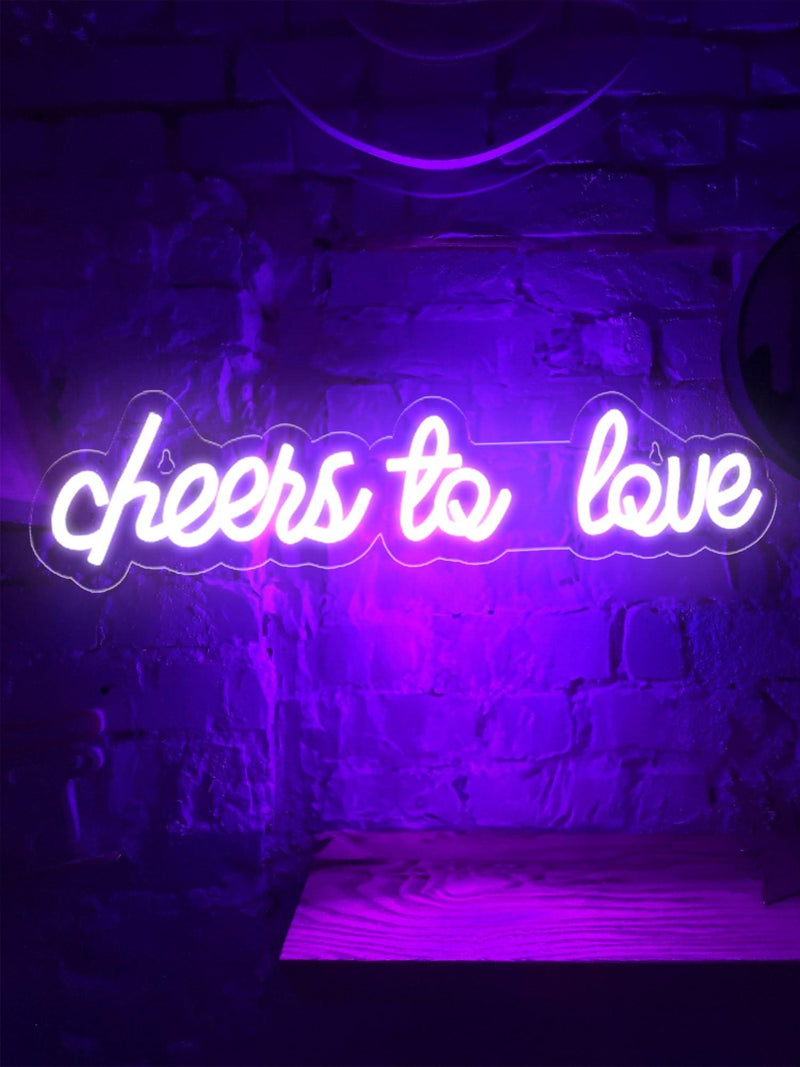 Cheers To Love Neon Sign   Neon Lights 17.7 x 3.9 in Neon Signs For Wall Decor   USB Powered Led Signs For Bedroom Wall   LED Neon Signs   Neon Lights For Bedroom   Valentines Day Decor