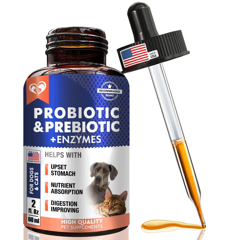 Probiotics & Prebiotics with Enzymes for Dogs and Cats   Digestive Gut Flora Health Pet Food Supplements   Constipation & Diarrhea and Gas Home Remedy   Upset Stomach Relief   Made in USA