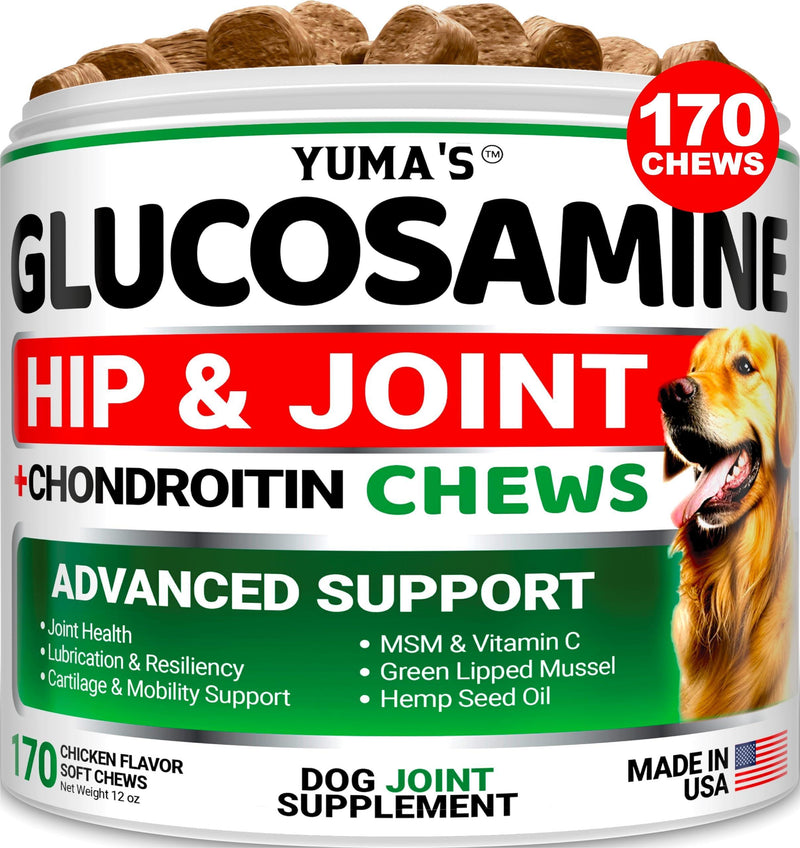 YUMA'S Glucosamine for Dogs   Hip and Joint Supplement   Chondroitin MSM   Made in USA