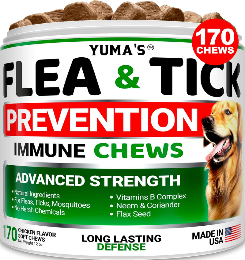 Complete Flea and Tick Chews   Soft Chewables   Made in USA   Gentle on Digestive System   Veterinarian Formulated