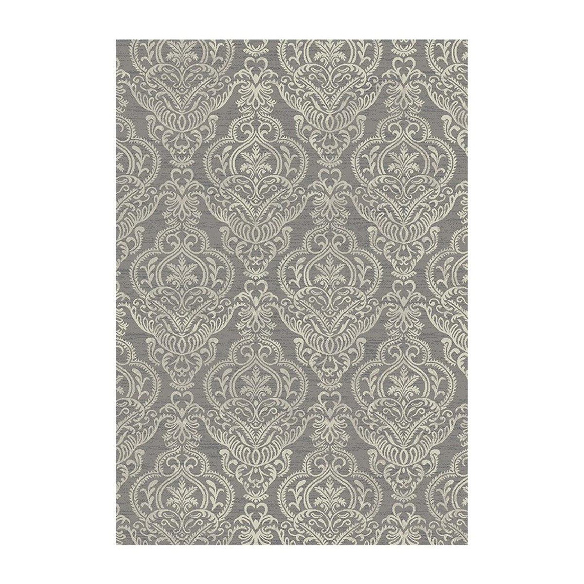 5' X 8' Gray and Beige Damask Area Rug - Home & Garden