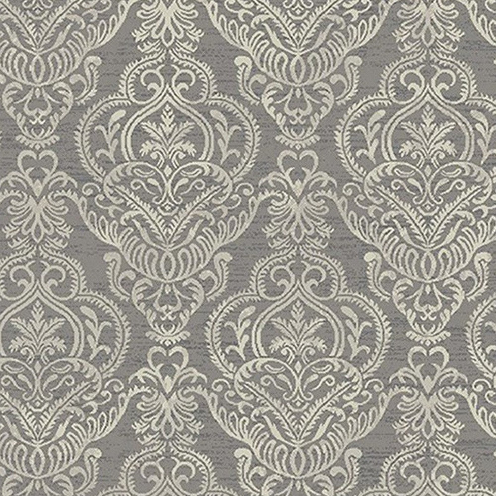 5' X 8' Gray and Beige Damask Area Rug - Home & Garden