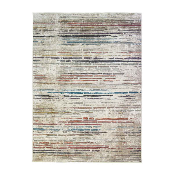 2' x 3' Beige Geometric Distressed Area Rug With Fringe