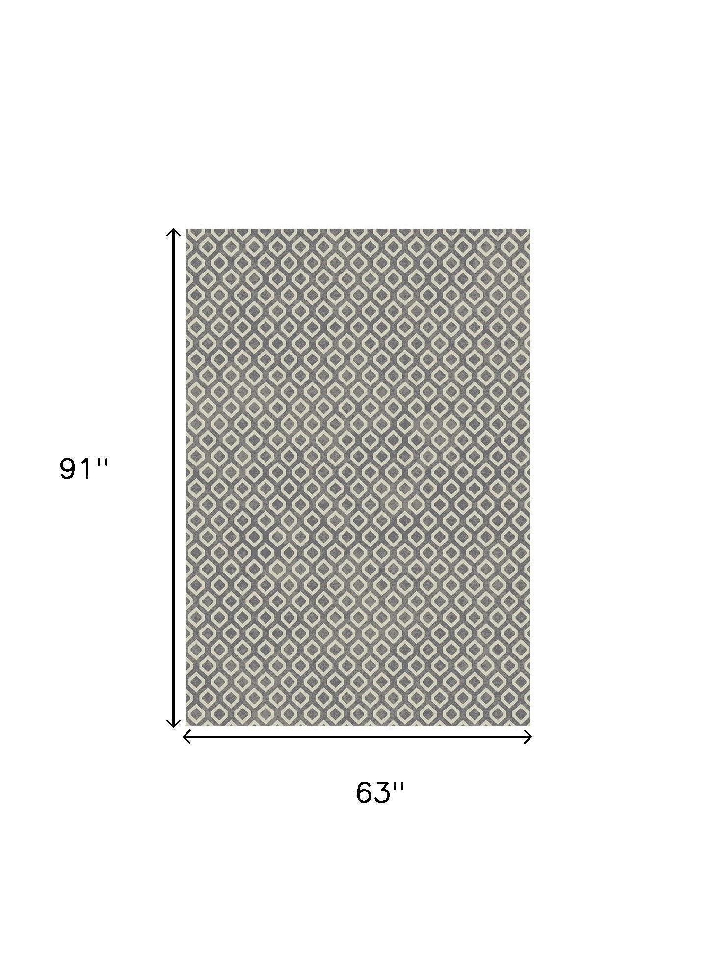 5' X 8' Beige and Gray Geometric Area Rug - Home & Garden