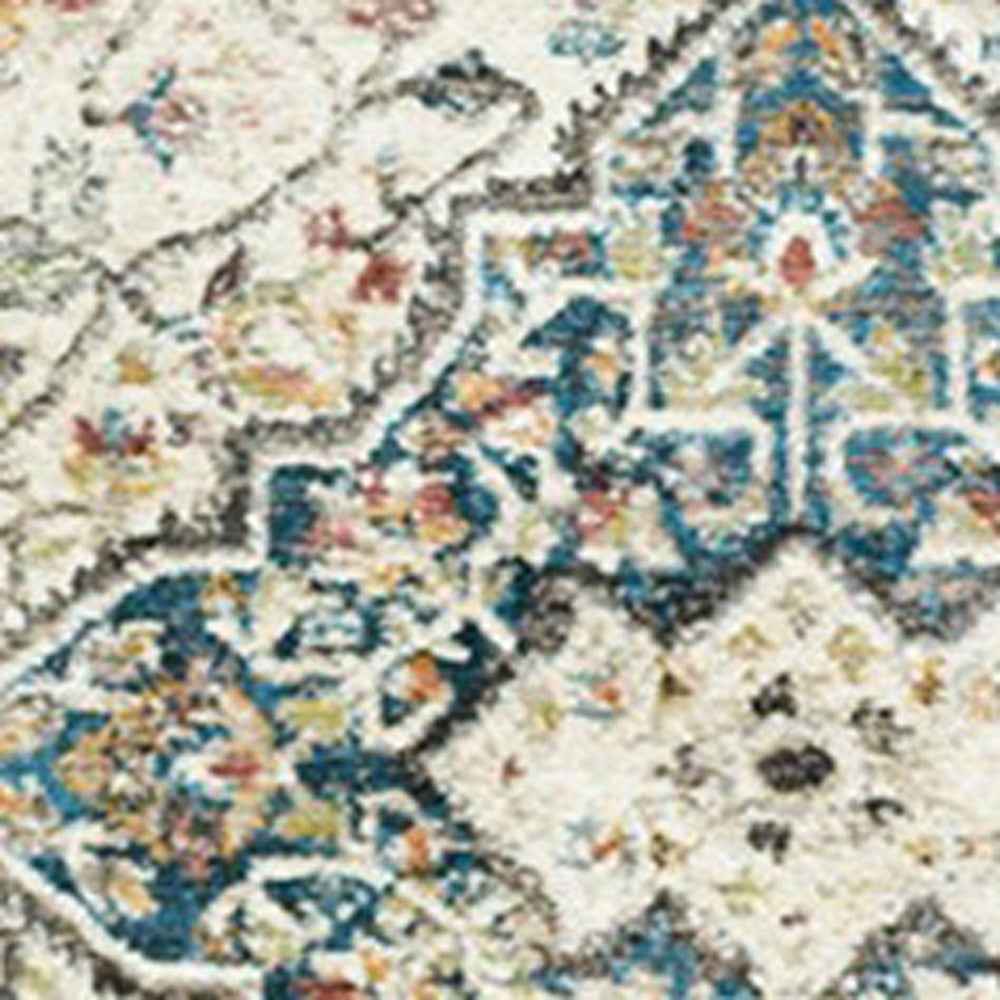 2' x 3' Beige Oriental Distressed Area Rug With Fringe