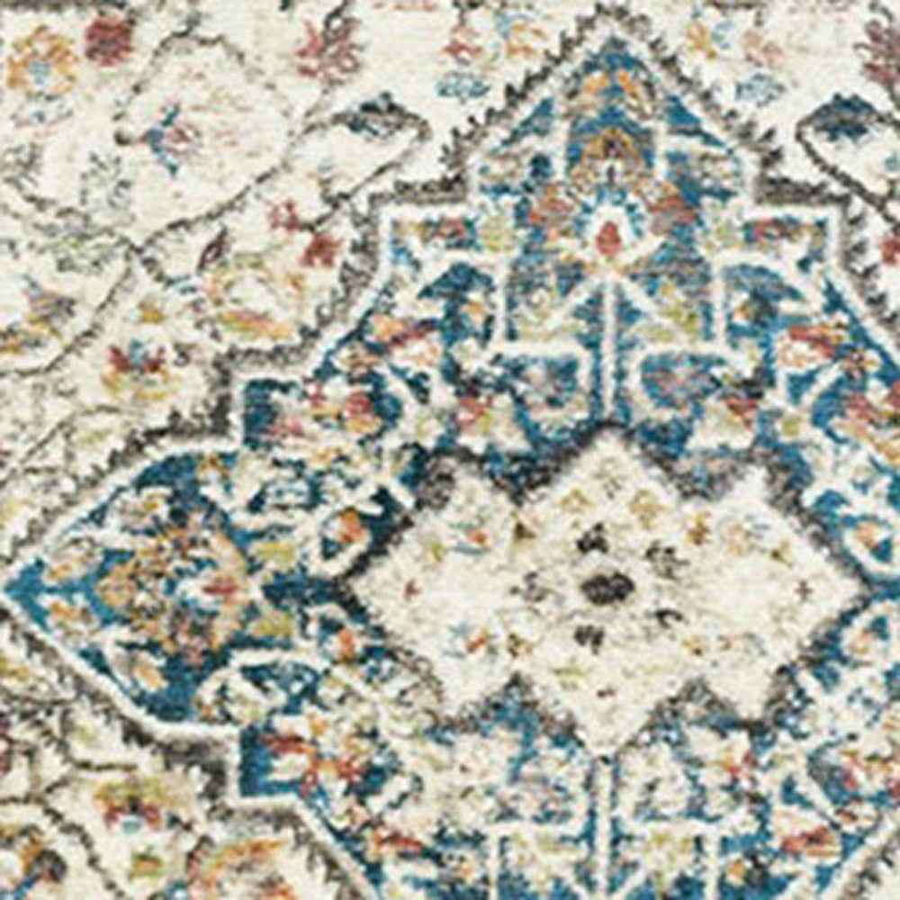 2' x 3' Beige Oriental Distressed Area Rug With Fringe