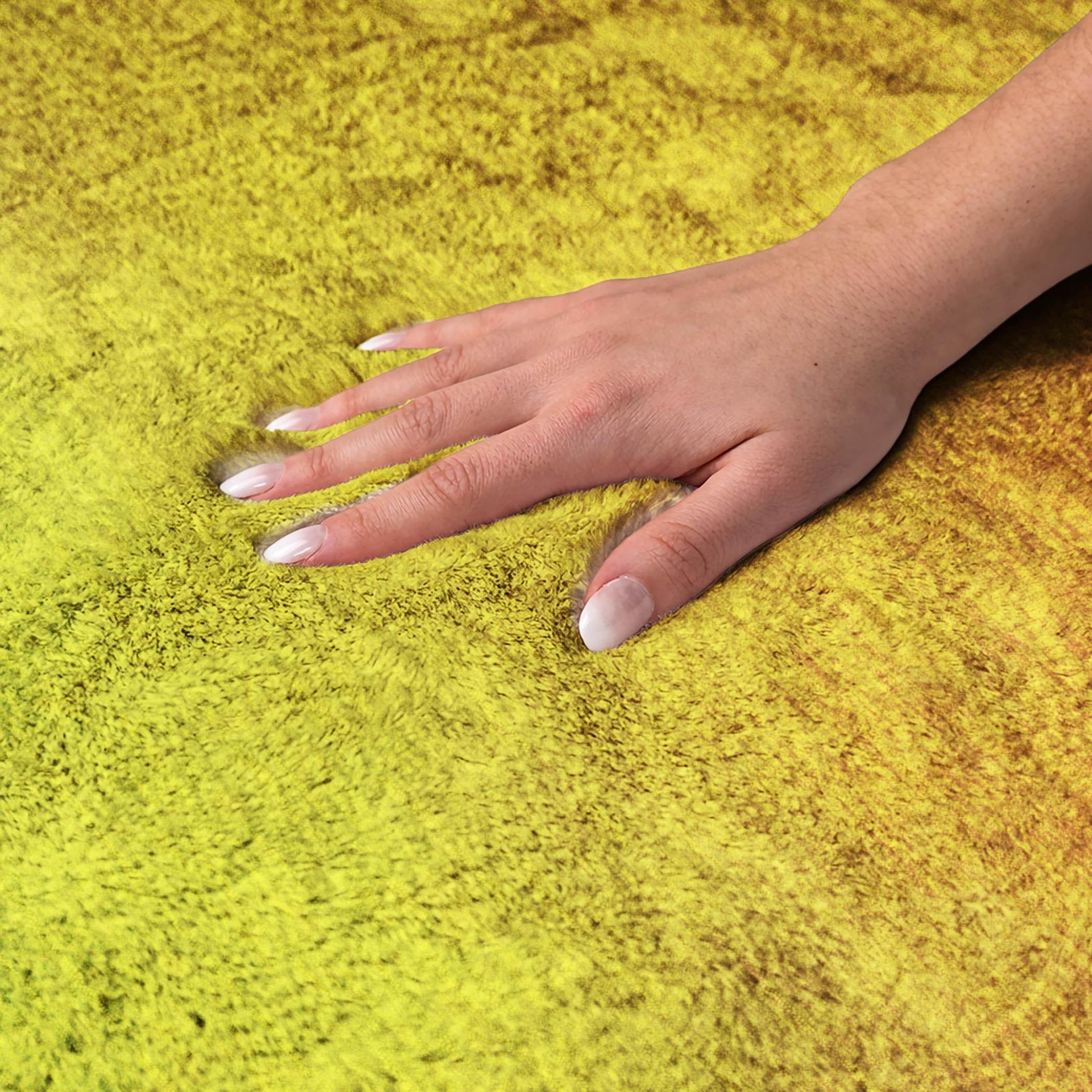 3' X 5' Terra Cotta And Gold Ombre Shag Washable Area Rug With UV Protection - Home & Garden