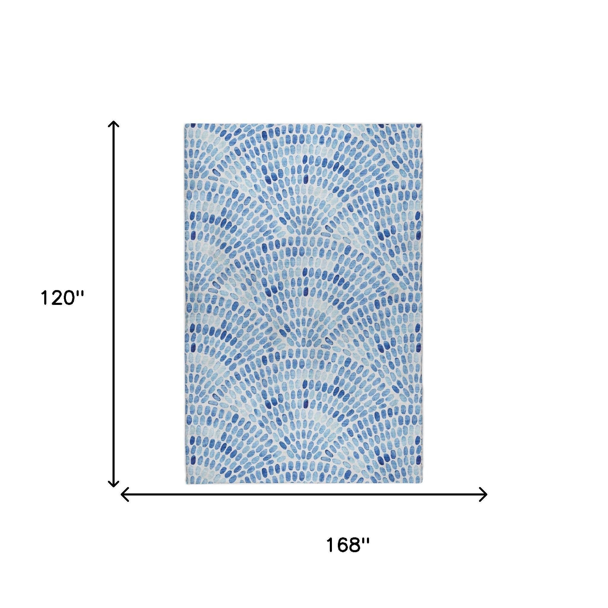 10' X 14' Blue And Denim Blue Geometric Shag Washable Area Rug With UV Protection - Home & Garden