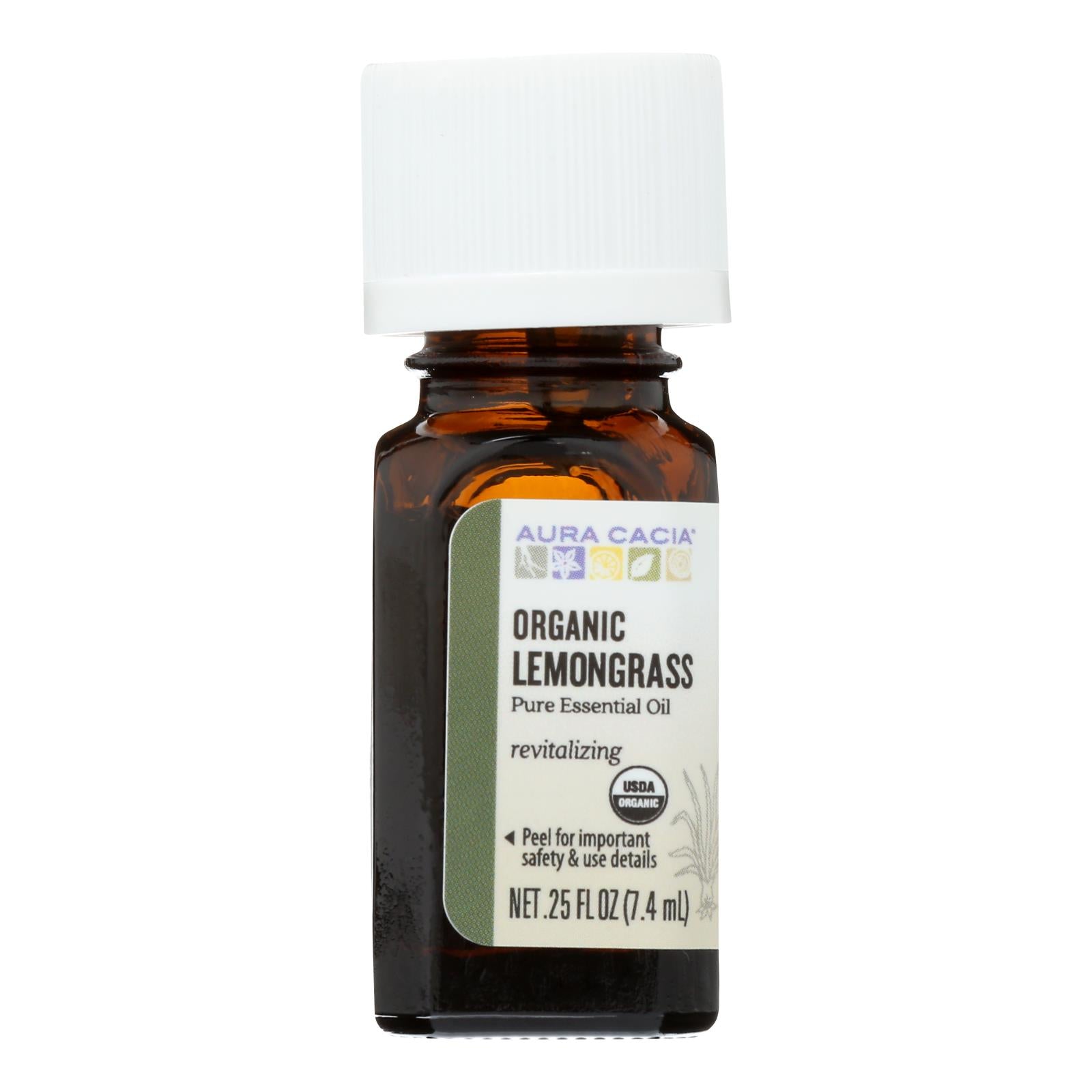 Aura Cacia - Organic Essential Oil - Lemongrass - .25 Oz - GreatEagleInc