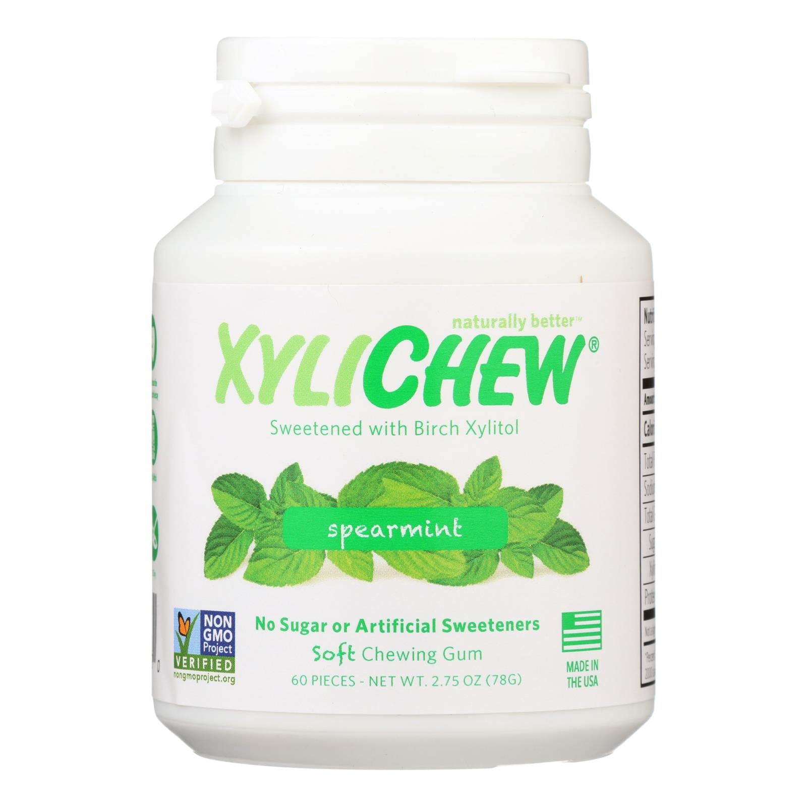 Xylichew Chewing Gum - Sugar Free Spearmint - 60 Piece Jar - Case Of 4 - GreatEagleInc
