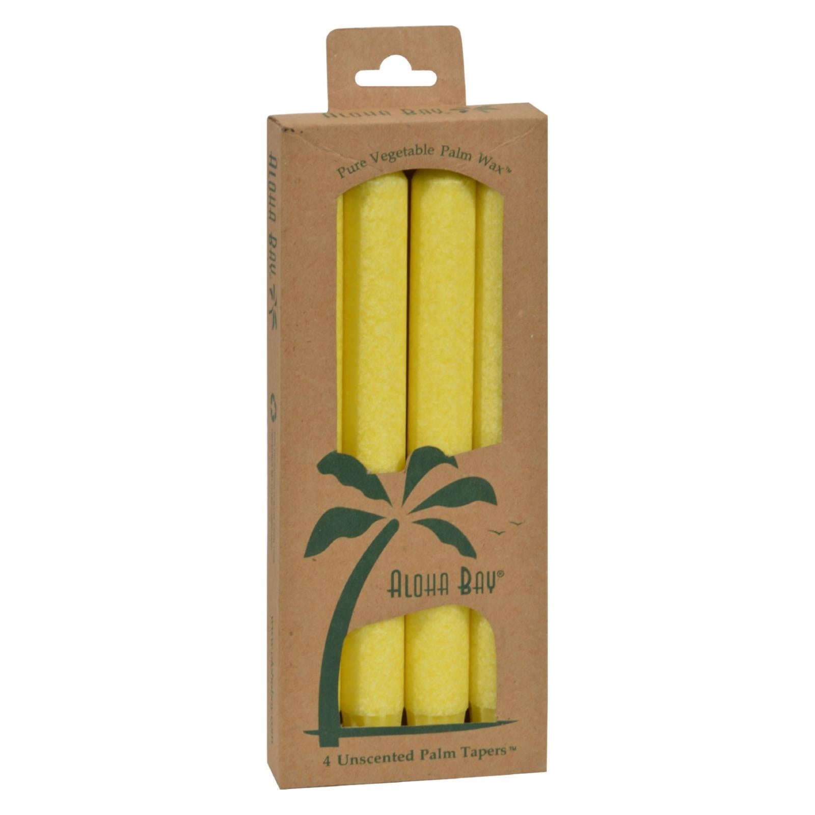 Aloha Bay - Palm Tapers - Yellow Candle Unscented - 4 Candles - Eco-Friendly Home & Grocery