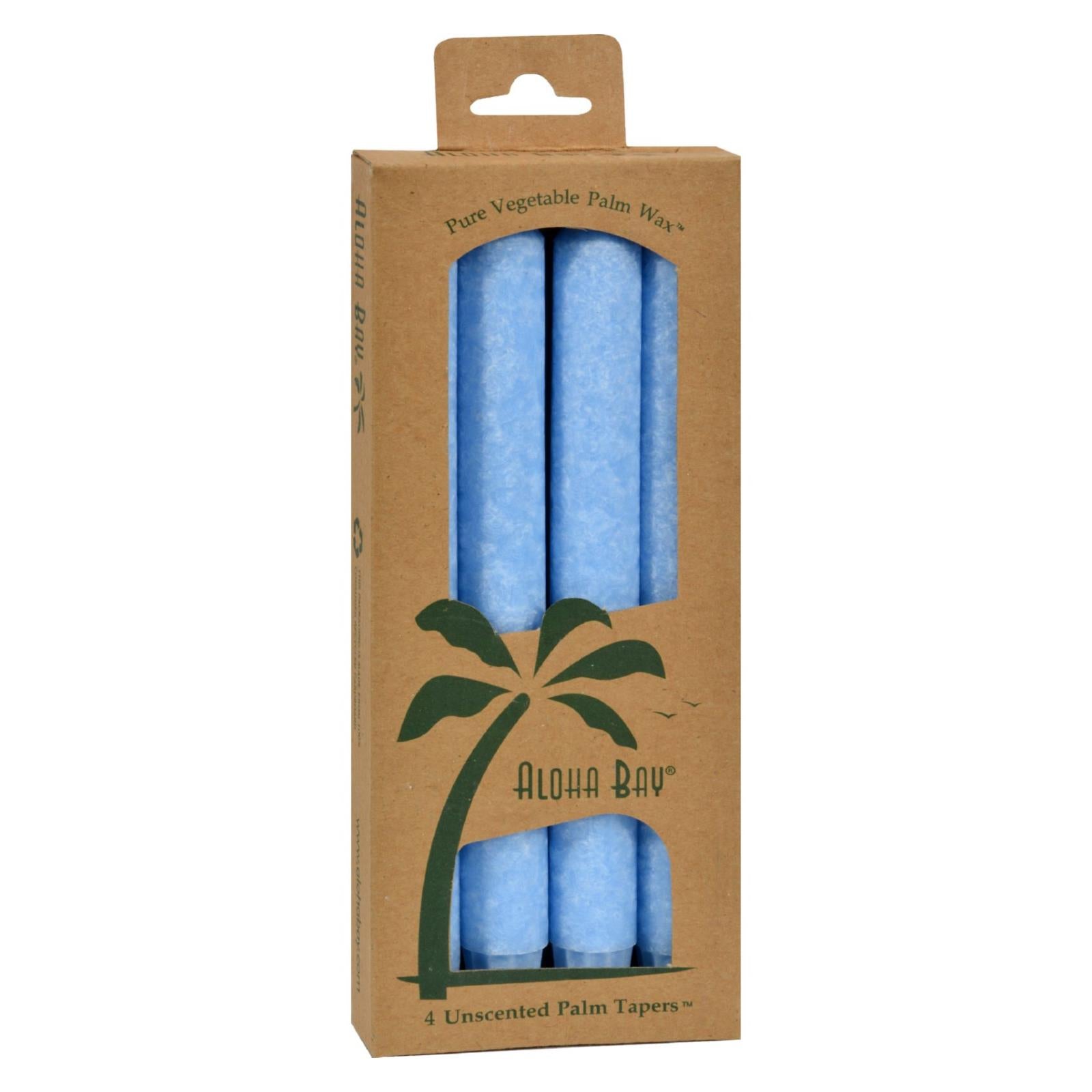 Aloha Bay - Palm Tapers - Light Blue Candles - Unscented - 4 Pack - GreatEagleInc