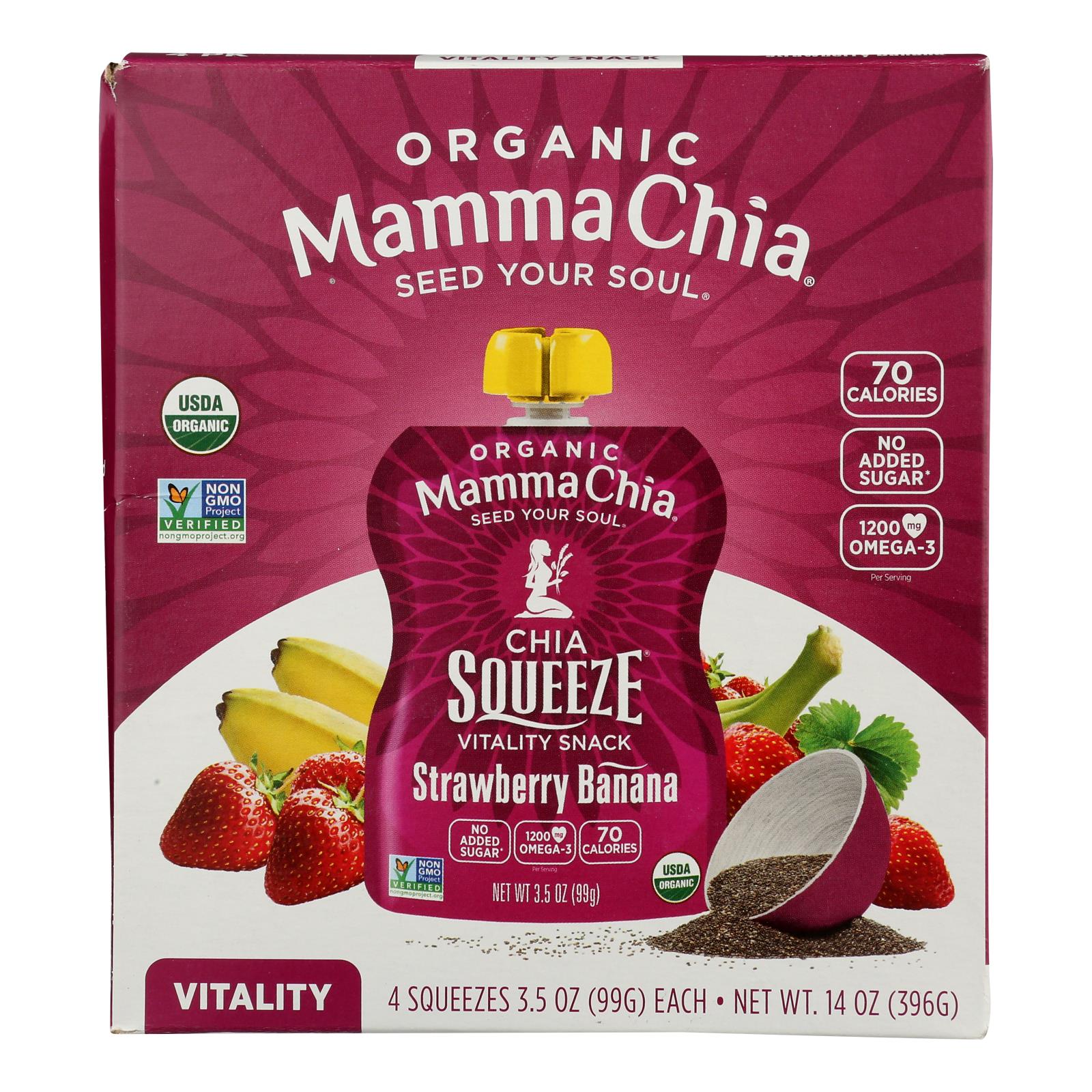 Mamma Chia Organic Squeeze Vitality Snack - Strawberry Banana - Case Of 6 - 3.5 Oz. - Eco-Friendly Home & Grocery