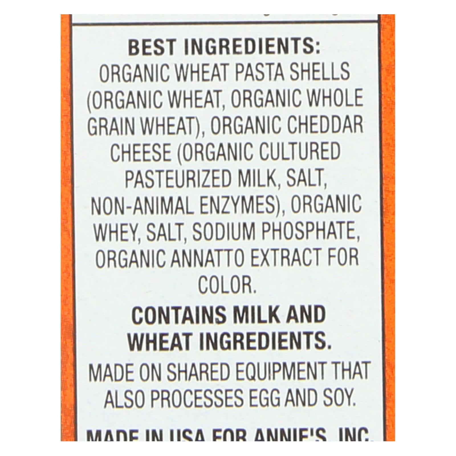 Annies Homegrown Macaroni And Cheese - Organic - Grass Fed - Shells And Real Aged Cheddar - 6 Oz - Case Of 12 - GreatEagleInc